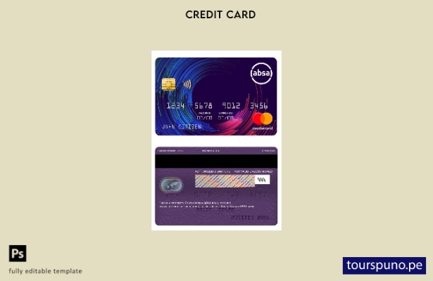 lista para imprimir plantilla de mastercard del banco ABSA de Sudáfrica